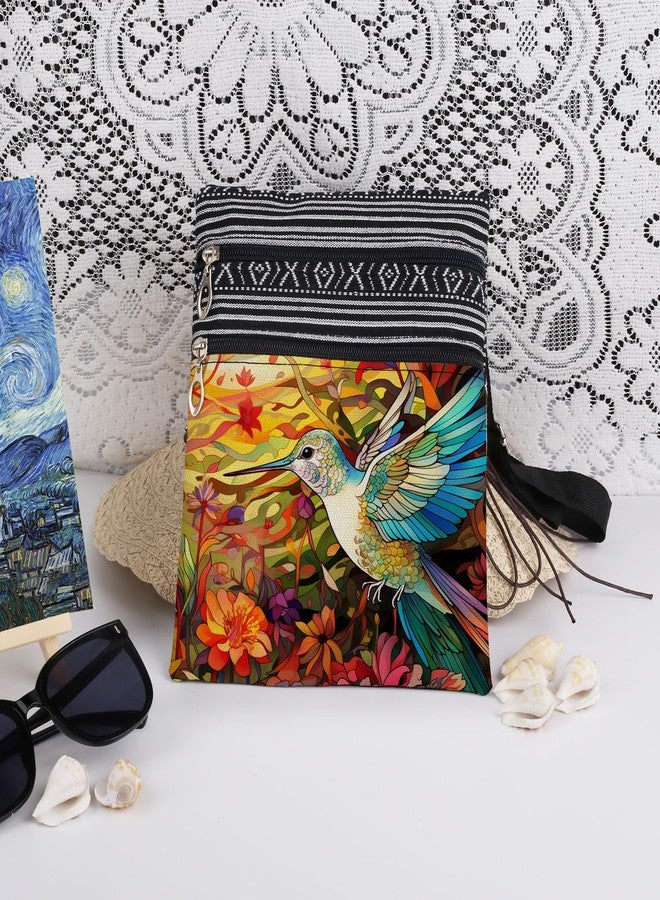 XiaoGalaee Hummingbird Garden Crossbody Bag Bird Print with Flowers Women Adjustable Shoulder Strap Messenger Bag Birthday Gift for Friend Mom Hummingbird Lover Holiday Present - Image 3