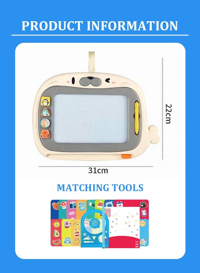 Magnetic Drawing Board for Kids | 8 Colors + Reusable & Dust-Free | Early Learning Toy with Stamps  - Image 2