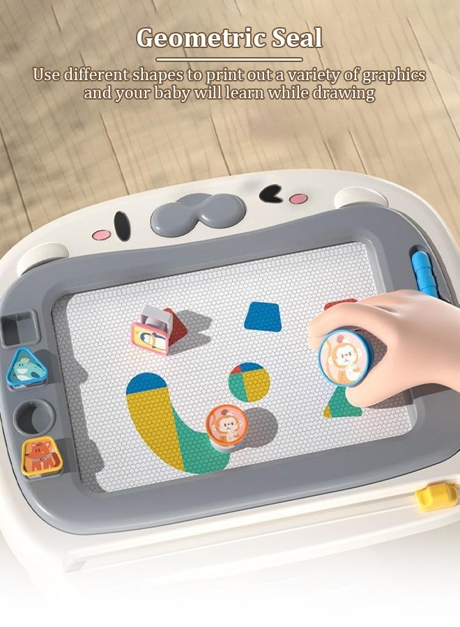 Magnetic Drawing Board for Kids | 8 Colors + Reusable & Dust-Free | Early Learning Toy with Stamps  - Image 4