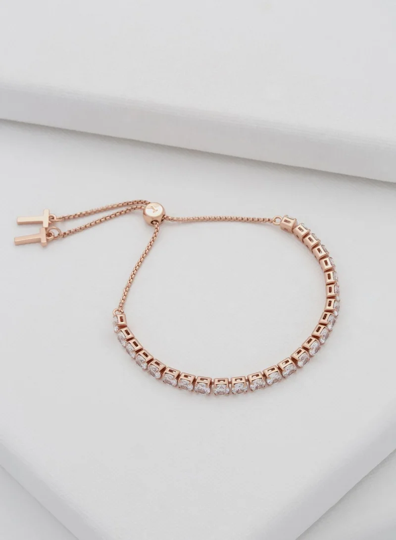 Ted Baker London Bracciale Tennis Donna Melrah Icon Con Cristalli - Regolabile Scorrevole, Placcato Oro, Lunghezza 24cm