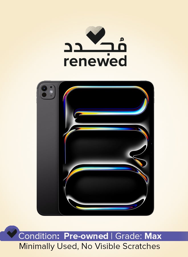 ابل  مجدد - آيباد برو 2024 (الجيل الخامس) M4 11 بوصة، 256 جيجابايت، واي فاي، أسود فضائي مع زجاج قياسي - النسخة الدولية - Image 1