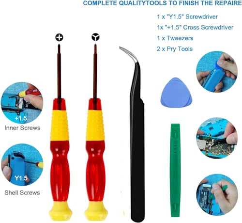 Veanic 2pcs Replacement Hall Effect Joystick for Nintendo Switch/Switch OLED Model/Switch Lite Joy-Con Controller, Thumb Stick Analog Drift Repair Kit Y1.5 / +1.5 Screwdriver/Pry Fix Tools - Image 4