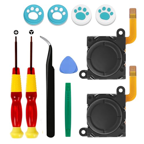 Veanic 2pcs Replacement Hall Effect Joystick for Nintendo Switch/Switch OLED Model/Switch Lite Joy-Con Controller, Thumb Stick Analog Drift Repair Kit Y1.5 / +1.5 Screwdriver/Pry Fix Tools - Image 1