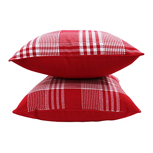 AIRWILL Cotton Themed Cushion Covers for Cushions & Pillows (Red & White, Pack of 5) - Image 4