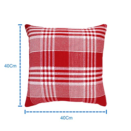 AIRWILL Cotton Themed Cushion Covers for Cushions & Pillows (Red & White, Pack of 5) - Image 2