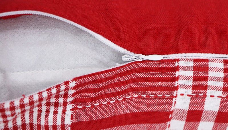 AIRWILL Cotton Themed Cushion Covers for Cushions & Pillows (Red & White, Pack of 5) - Image 5