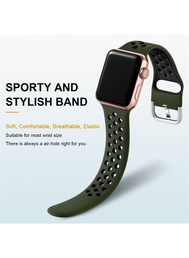 Lerobo 3 Pack Compatible for Apple Watch Ultra Band 49mm Series 8/7 Band 41mm 45mm Series 6/5/4/SE 44mm 40mm Series 3/2/1 42mm 38mm, Breathable Silicone Sport Bands for iWatch Bands Men Women, S/M - Image 2