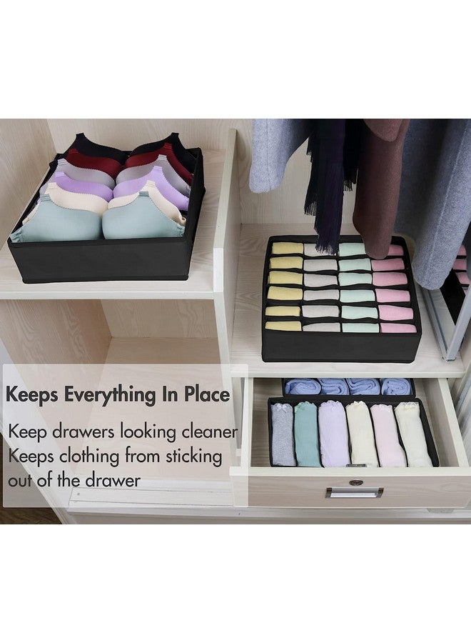 Styleys Set Of 4 Foldable Storage Box Drawer Divider Organizer Closet Storage For Socks Bra Tie Scarfs - Black, Fabric, Non-Woven (S1014) - Clothing - Image 5