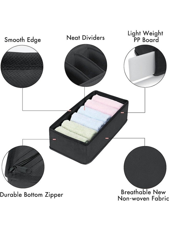 Styleys Set Of 4 Foldable Storage Box Drawer Divider Organizer Closet Storage For Socks Bra Tie Scarfs - Black, Fabric, Non-Woven (S1014) - Clothing - Image 3