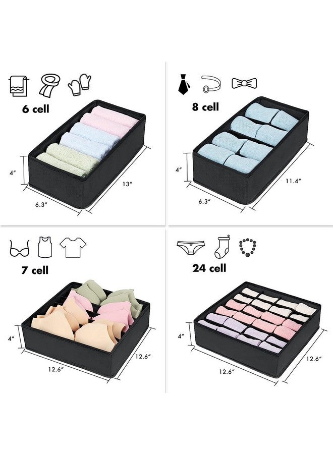 Styleys Set Of 4 Foldable Storage Box Drawer Divider Organizer Closet Storage For Socks Bra Tie Scarfs - Black, Fabric, Non-Woven (S1014) - Clothing - Image 4