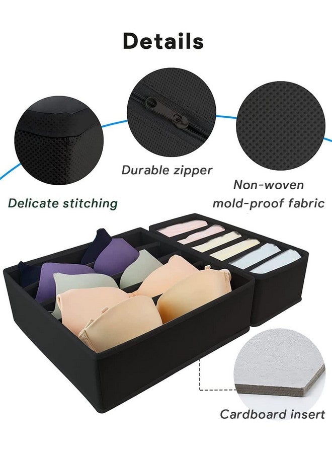 Styleys Set Of 4 Foldable Storage Box Drawer Divider Organizer Closet Storage For Socks Bra Tie Scarfs - Black, Fabric, Non-Woven (S1014) - Clothing - Image 2