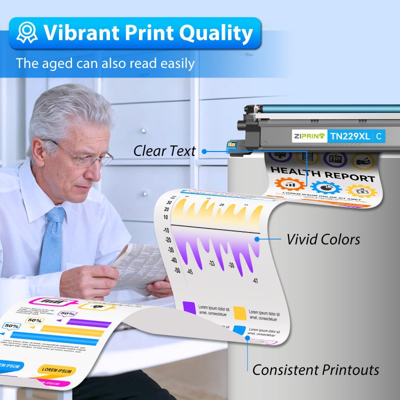 ZIPRINT TN229XL TN229 Toner 4 Pack Compatible Replacement for Brother TN229XL TN 229 Toner Cartridges for MFC-L3780CDW HL-L3280CDW MFC-L3720CDW HL-L3220CDW HL-L3300CDW HL-L3295CDW Printer - Image 4