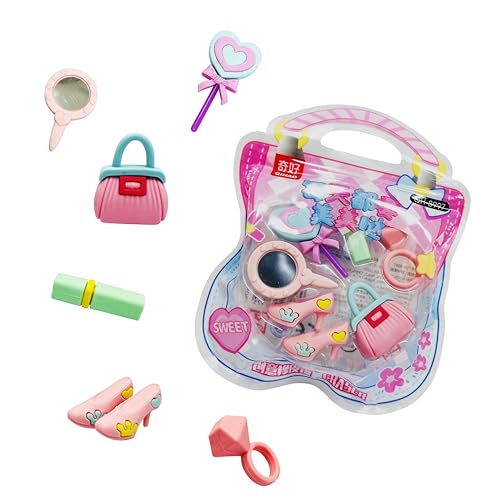 PARTEET Girld Makeup Theme Erasers for Kids, Non-Toxic & Smudge-Free, Stylish Eraser, Rubber Pencil Eraser, Birthday Party Favors | Stationary Set for Boys & Girls (7 Pcs in 1 Pack) - Image 5