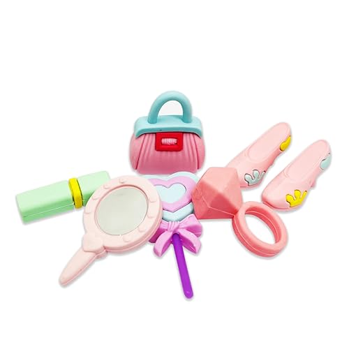 PARTEET Girld Makeup Theme Erasers for Kids, Non-Toxic & Smudge-Free, Stylish Eraser, Rubber Pencil Eraser, Birthday Party Favors | Stationary Set for Boys & Girls (7 Pcs in 1 Pack) - Image 3