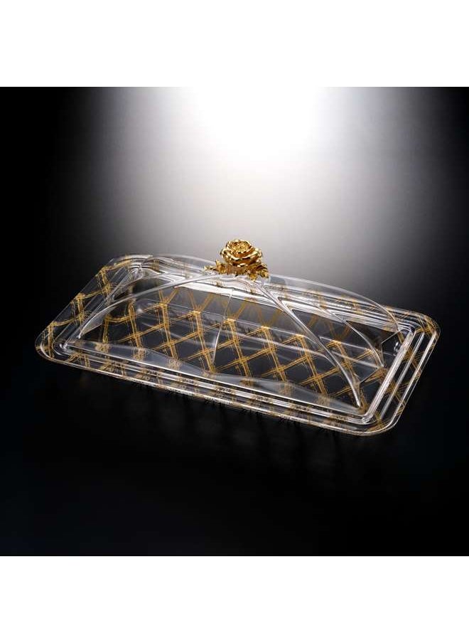 Vague - Acrylic Rectangular Serving Set 54 cm Golden Design - Image 1