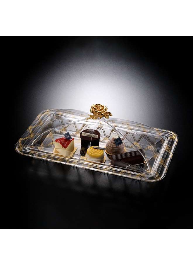 Vague - Acrylic Rectangular Serving Set 54 cm Golden Design - Image 1