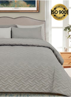 Master Home Textile طقم مفرش سرير من الألياف الدقيقة مكون من 3 قطع يناسب سرير مقاس كوين مقاس 160 × 200 سم طقم لحاف مضغوط مقاس كوين سلسلة إلميرا  - Image 1