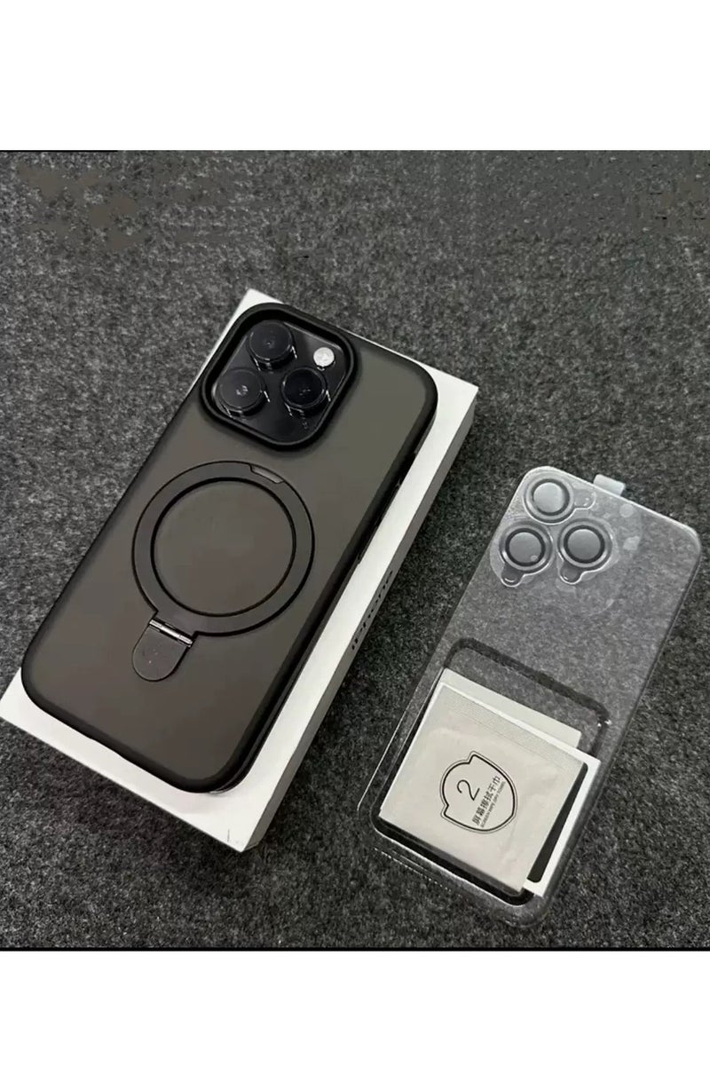 ايليجو حافظة آيفون 13 برو ماكس ماغسيف مع حامل مغناطيسي غير مرئي، 【حماية كاملة ضد الصدمات】غطاء هاتف غير لامع مع قاعدة مغناطيسية لآبل 13 برو ماكس (2021) (أسود) - Image 2