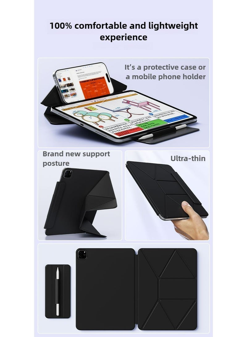 iPad Magnetic protective case for iPad 10 (10.9")/iPad 11 (A16) [2025], Multi-Angle Stand, Unobstructed super strong magnetic tablet protective case. Ultra-thin case with built-in detachable buckle New upgraded detachable pen holder - Image 4