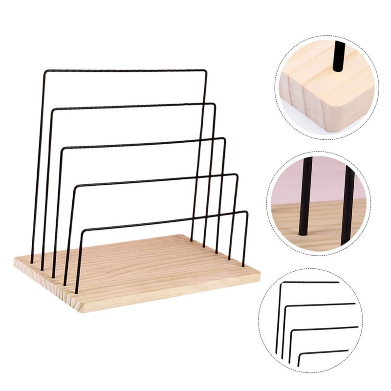 Rustic Wooden Five Earring Holder Display Stand For Jewelry Organizer Storage Home Vendor - Image 4