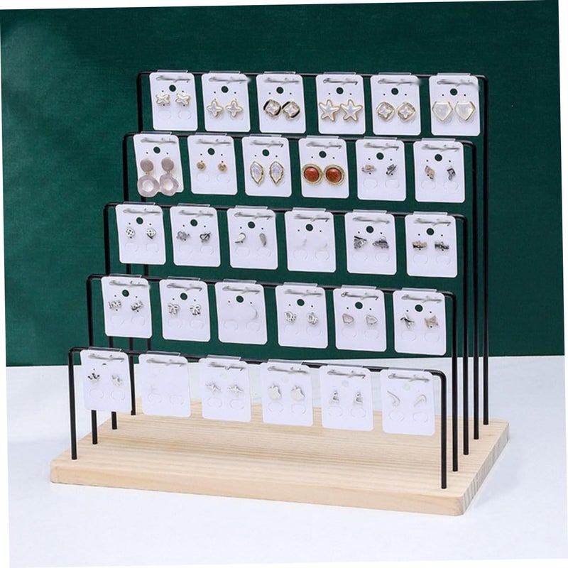 Rustic Wooden Five Earring Holder Display Stand For Jewelry Organizer Storage Home Vendor - Image 3