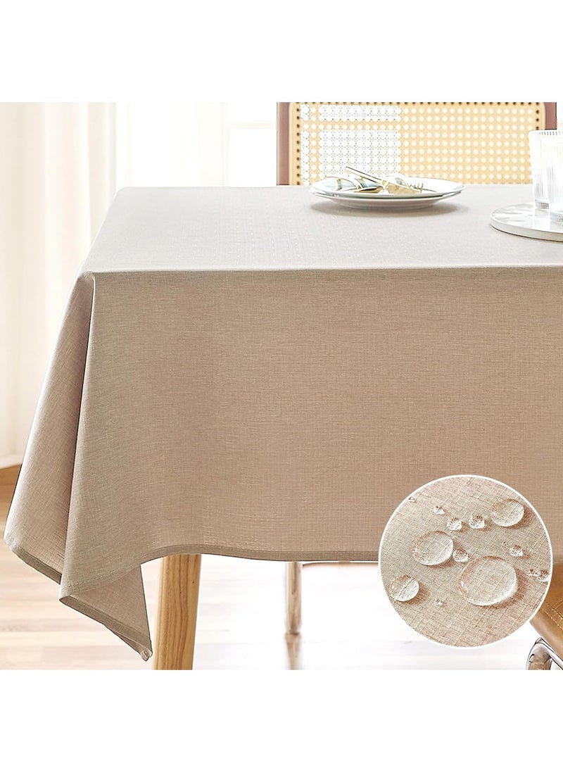 GUDOO مفرش طاولة من الكتان المَجْهَر للطاولة المستطيلة - بمقاس 52×70 إنش، مفرش طاولة مستطيل مقاوم للماء، قابل للغسل، مصنوع من قماش، لتغطية طاولة الطعام، مثالي لحفلات الزفاف الربيعية وزينة المطبخ. - Image 1