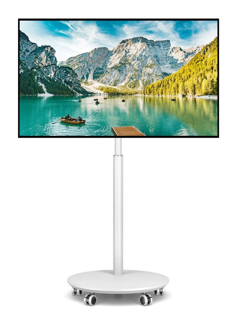 Rfiver Mobile TV Stand for 32–65 Inch TVs, Rolling TV Cart with Hidden Wheels, Height Adjustable & 90° Swivel, VESA Up to 400x400 mm, Heavy-Duty Floor TV Stand, 40 kg Capacity, White | TF1203WHT - Image 1