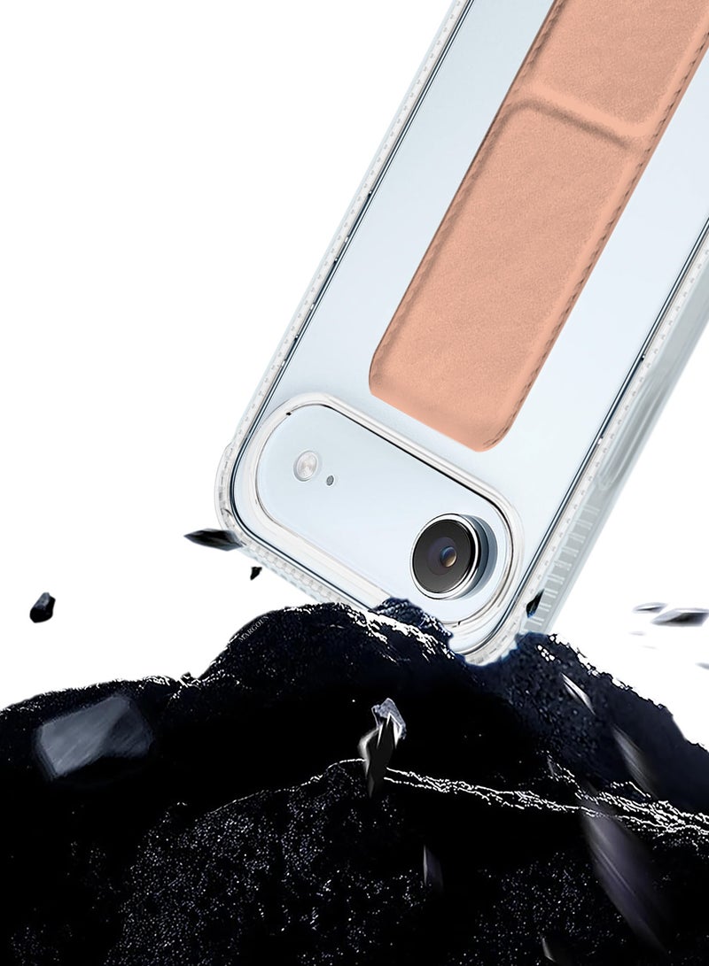 CATANES 2 Packs Finger Grip Clear Case Cover for iPhone 17 Air- Kickstand Car Magnetic Holder Multi-function Protective Two-in-one Case with Privacy Screen Protector - Pink - Image 2