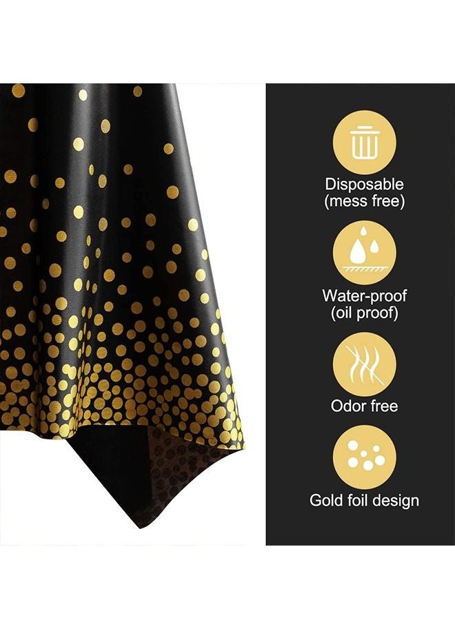 Bukela 4 Pack Black and Gold Dot Disposable Plastic Waterproof Table Cloths for Birthday Party or Ramadan 137x274cm - Image 3