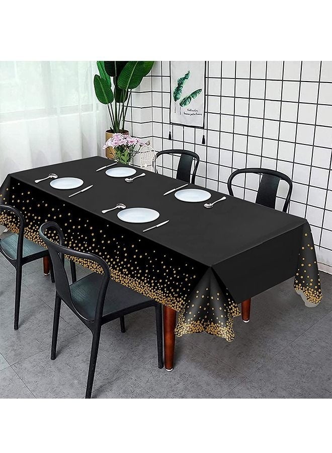 Bukela 4 Pack Black and Gold Dot Disposable Plastic Waterproof Table Cloths for Birthday Party or Ramadan 137x274cm - Image 5