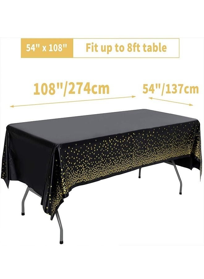 Bukela 4 Pack Black and Gold Dot Disposable Plastic Waterproof Table Cloths for Birthday Party or Ramadan 137x274cm - Image 4