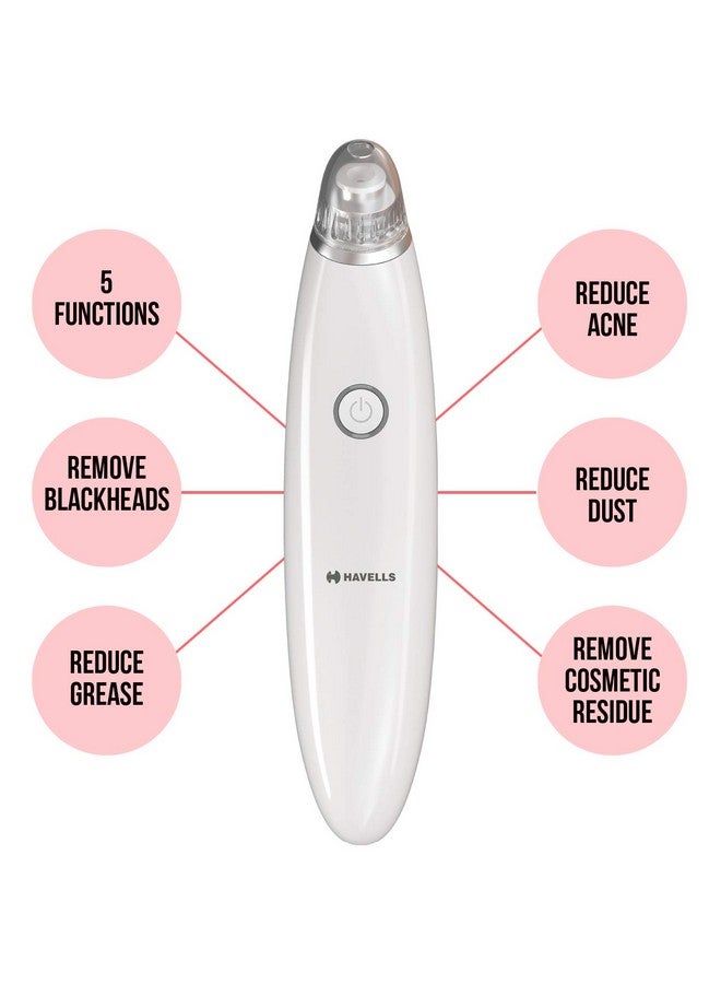 Havells Sc5060 Pore Cleanser Blackhead/Whitehead Remover 3 Suction Modes Low/Medium/High Fast Charge (White) - Image 5