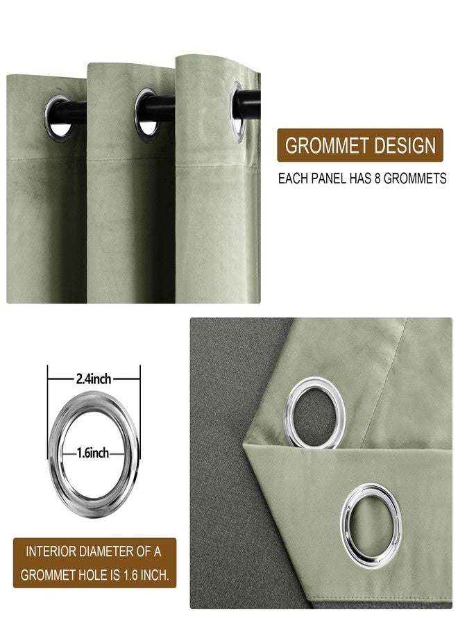 DWCN Light Sage Velvet Curtains 96 Inches Length - Tieable Super Soft Luxury Grommet Window Treatments Room Darkening Privacy Protect Drapes for Bedroom Living Room Home Decor, W52 x L96, 2 Panels - Image 3