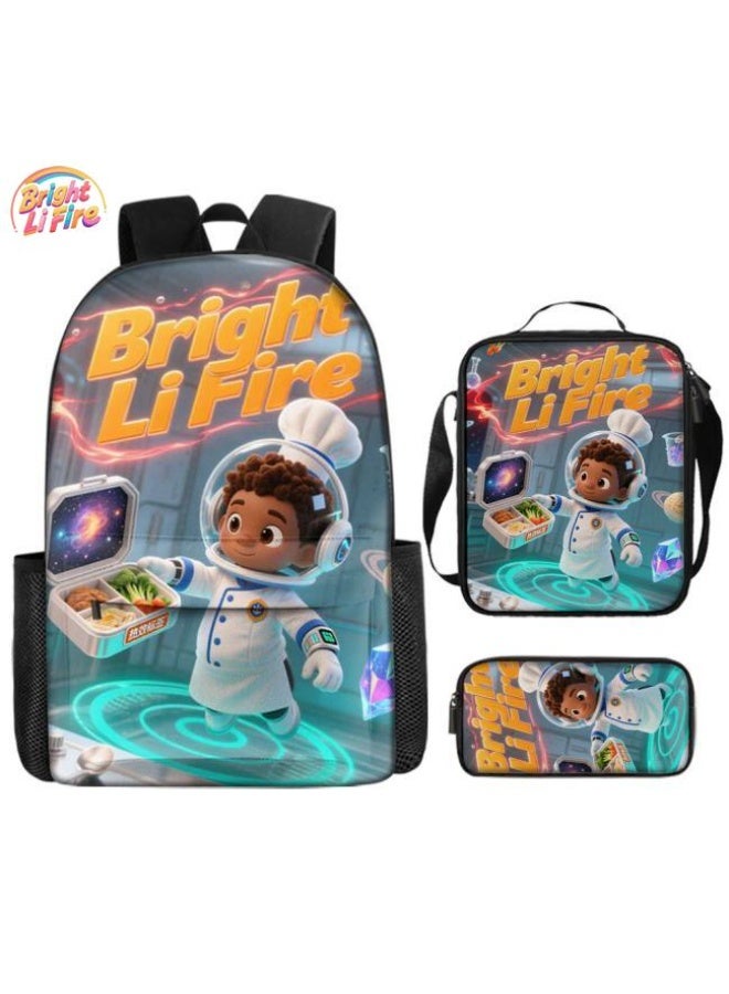 واضح من النار حقيبة كرتونية من ثلاث قطع، يسهل التعامل معها في مناسبات مختلفة (متوفرة للطلاب والأطفال والأصدقاء في النزهايات وتسلق الجبال والتعليم المدرسي وما إلى ذلك) | الكتفين + حقائب اليد + حقائب القرطاسية | موسم العودة إلى المدرسة / هدايا المهرجان - 119 - Image 1