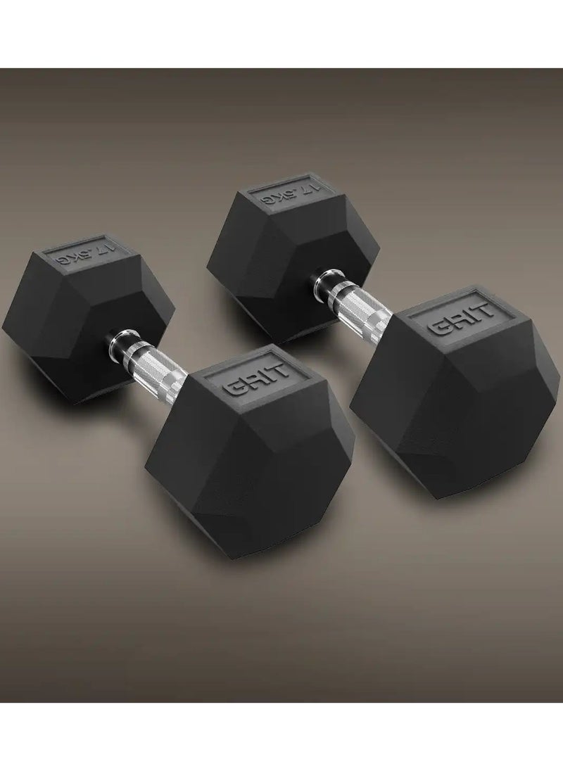 GRIT GRIT Hex Dumbbells - 17.5 kg Pair 
