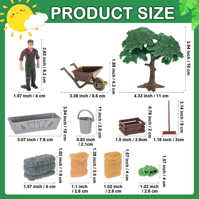 Sosation 54 Pcs Play Farm Feed Food Accessories Toy Set Mini Educational Playset Feed Set Includes Plastic Hay Bale Straw Heap Vegetable Planting Scene Tools Educational Gift Cake Toppers for Kids Toddlers - Image 4