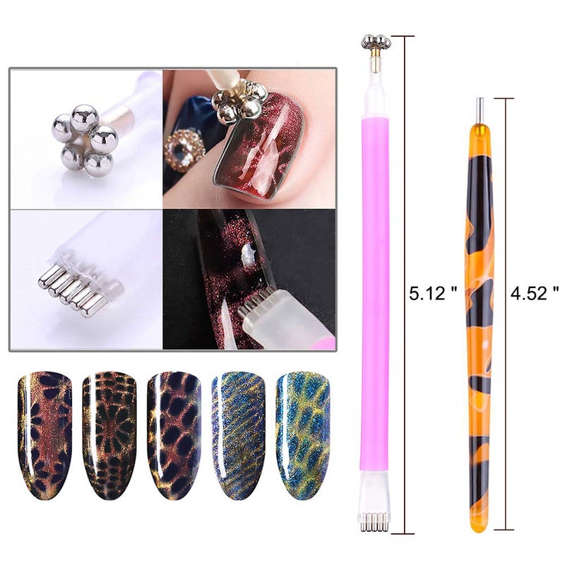 SILPECWEE 6Pcs Cat Eye Nail Magnet, Cat Eye Magnet for Nails Magnetic Nail Polish Magnets Pen Nail Design Kit Manicure Magnetic Stick Nail Art Tools Nails Accessories - Image 2