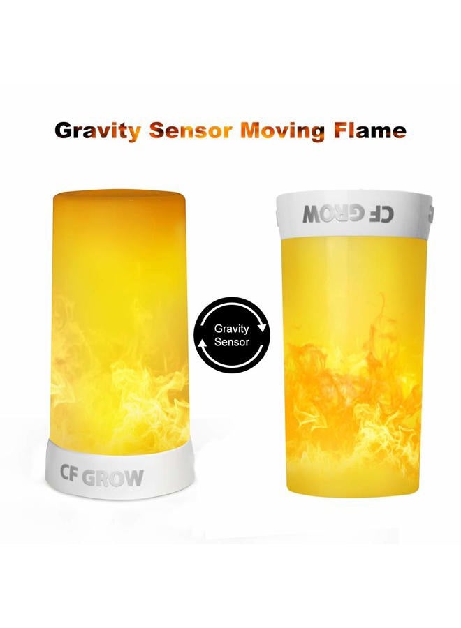 CFGROW LED Flame Effect Light,USB Rechargeable Flame Candle Waterproof Dimmable 4 Modes Lantern,Outdoor Flame Lamp with Gravity Sensing Effect&Magnetic Base,for Halloween Room Party Bar Decor - Image 3