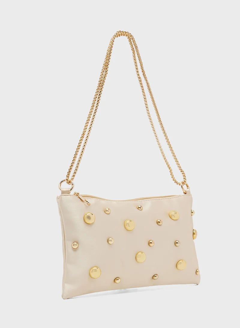 Ginger Gold Sparkle Embellished Shoulder Bag