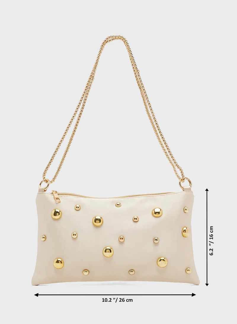 Ginger Gold Sparkle Embellished Shoulder Bag