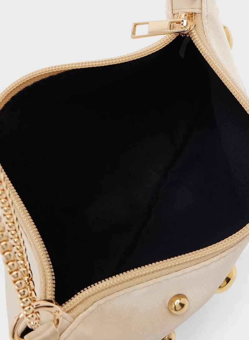 Ginger Gold Sparkle Embellished Shoulder Bag