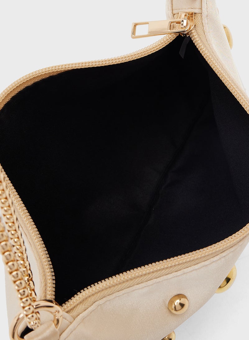 Ginger Gold Sparkle Embellished Shoulder Bag - Image 5