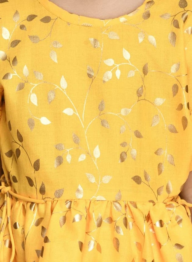 Saka Designs Yellow With Gold Print Dhoti & Jhabala (12 Months-24 Months) - Image 5