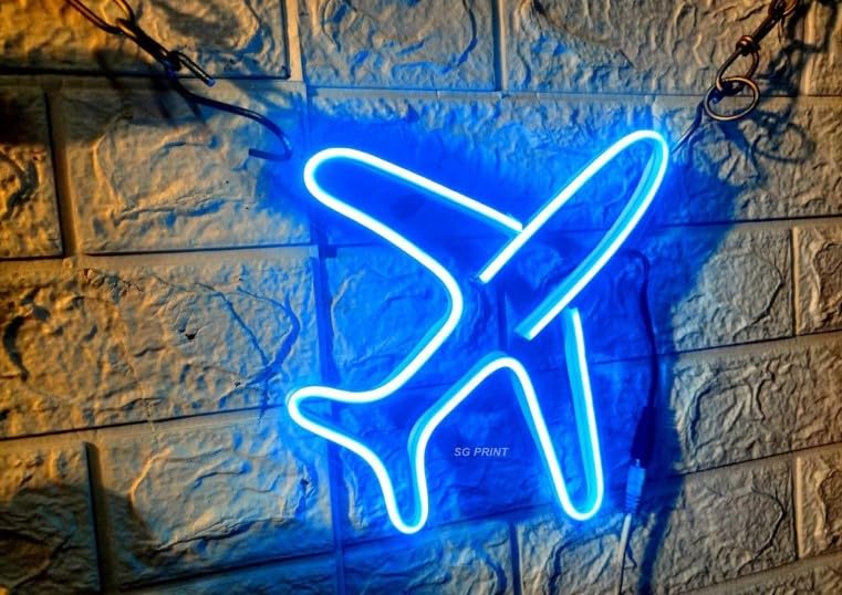 Wall Mitra Aeroplane Neon Light Sign For Wall Decor Bedroom Kidsroom Party Hall Office LED Art Indoor Home Decor12 X 12 Inches Ice Blue - Image 4