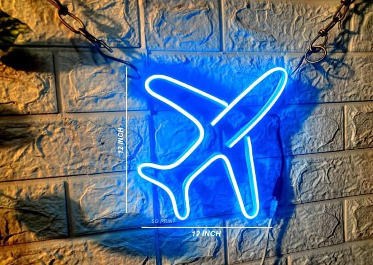 Wall Mitra Aeroplane Neon Light Sign For Wall Decor Bedroom Kidsroom Party Hall Office LED Art Indoor Home Decor12 X 12 Inches Ice Blue - Image 2