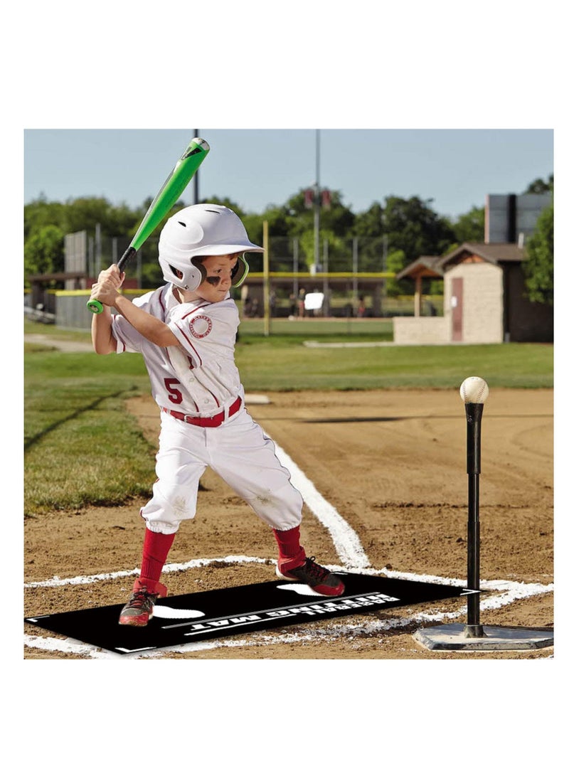 SOLARAE Baseball Hitting Mat,Baseball Batter Training Mat,Softball T-Ball Mat with Toes Facing Place Aid Hitting Batting Practice Equipment for Swing Pitching Training-35.43X23.62Inch - Image 2