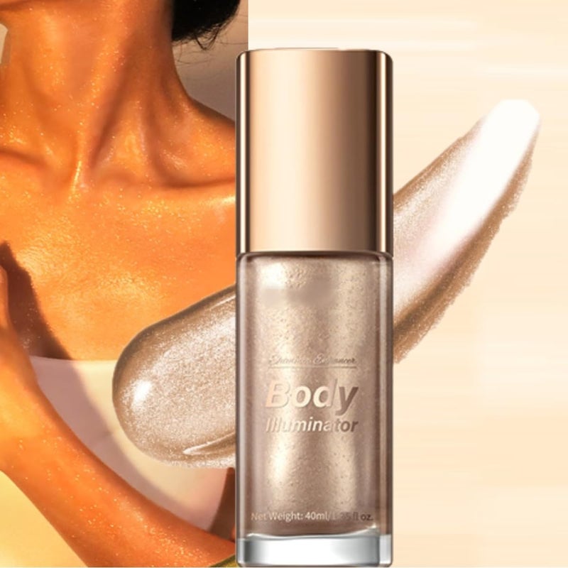 Body Highlighter Oil 40 ml Liquid Glitter Cream Body Oil with Rose Gold Glitter