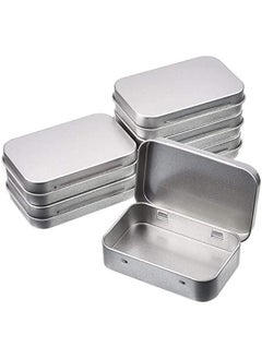 Metal Hinged Tin Box Containers,Small Storage Kit Rectangular Empty Hinged Tins with Lids Craft Containers for First Aid Kit Survival Kits Storage Herbs Pills Crafts Home Storage(6 Pcs)