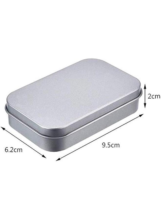 Generic - Metal Hinged Tin Box Containers,Small Storage Kit Rectangular Empty Hinged Tins with Lids Craft Containers for First Aid Kit Survival Kits Storage Herbs Pills Crafts Home Storage(6 Pcs) - Image 1