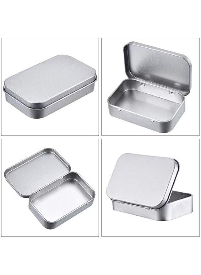 Generic - Metal Hinged Tin Box Containers,Small Storage Kit Rectangular Empty Hinged Tins with Lids Craft Containers for First Aid Kit Survival Kits Storage Herbs Pills Crafts Home Storage(6 Pcs) - Image 1